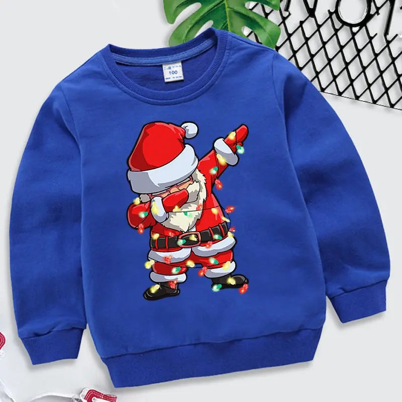 Santa Claus Christmas Sweatshirts For Kids Santa Claus Christmas