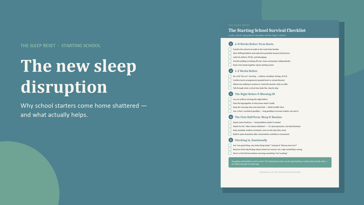 The new sleep disruption — why school starters come home shattered, with the free Starting School Survival Checklist