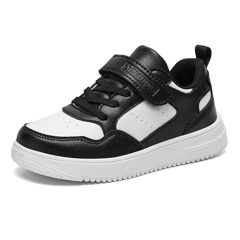 Children Sneaker Boys Casual Shoes Black Leather Flat Studen
