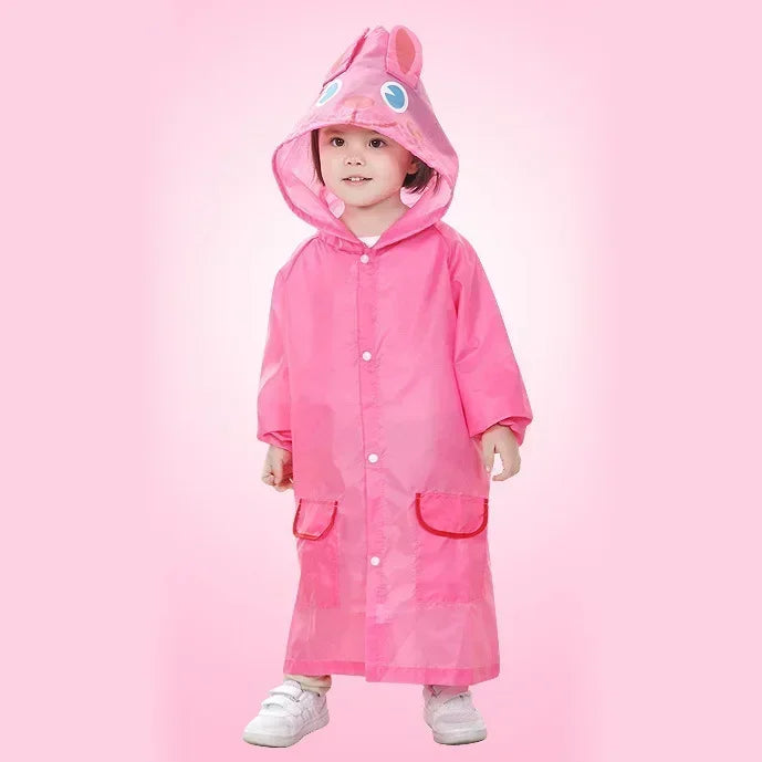 Cartoon Animal Rain Poncho for Kids Outdoor Waterproof Boys