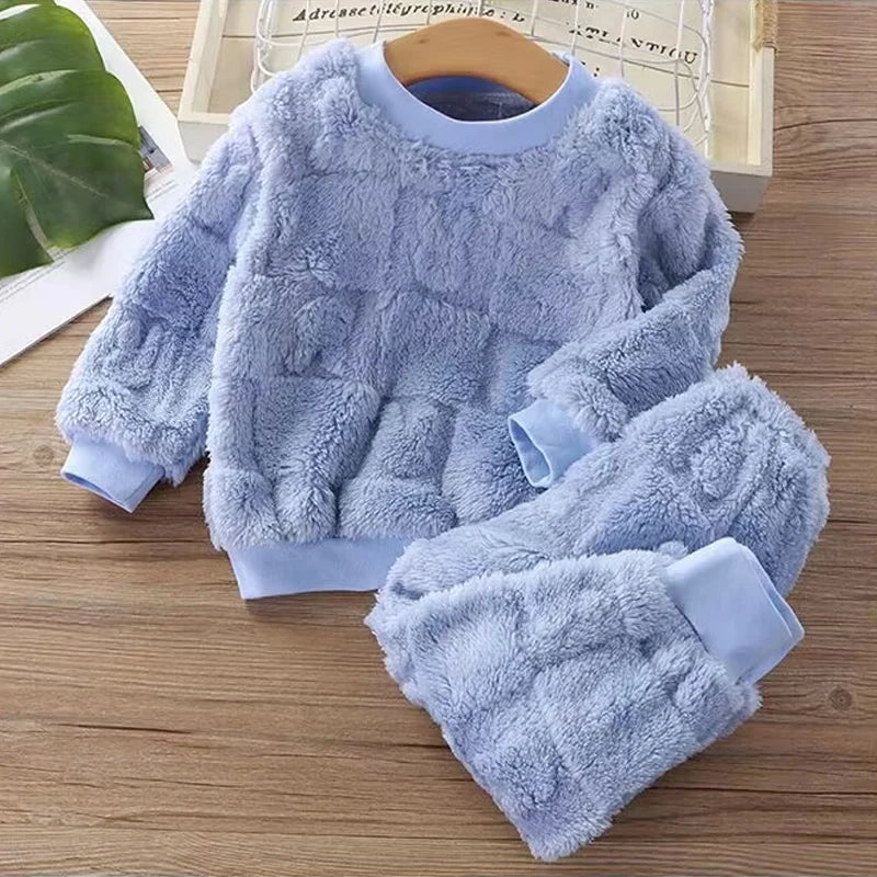 Autumn Winter Flange Sleepwear Girls Boys Long Sleeve Home C