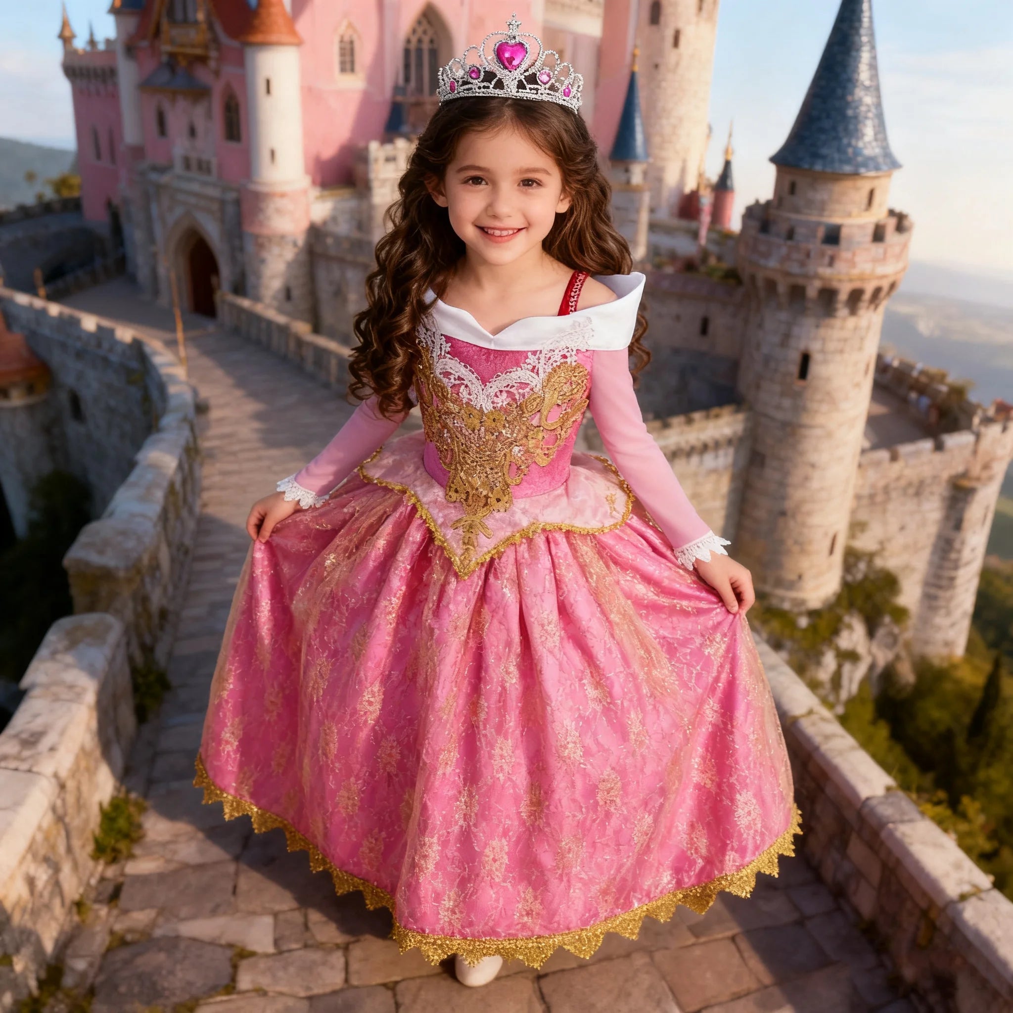 Girl Aurora Princess Dress Children Luxurious Cosplay Costum