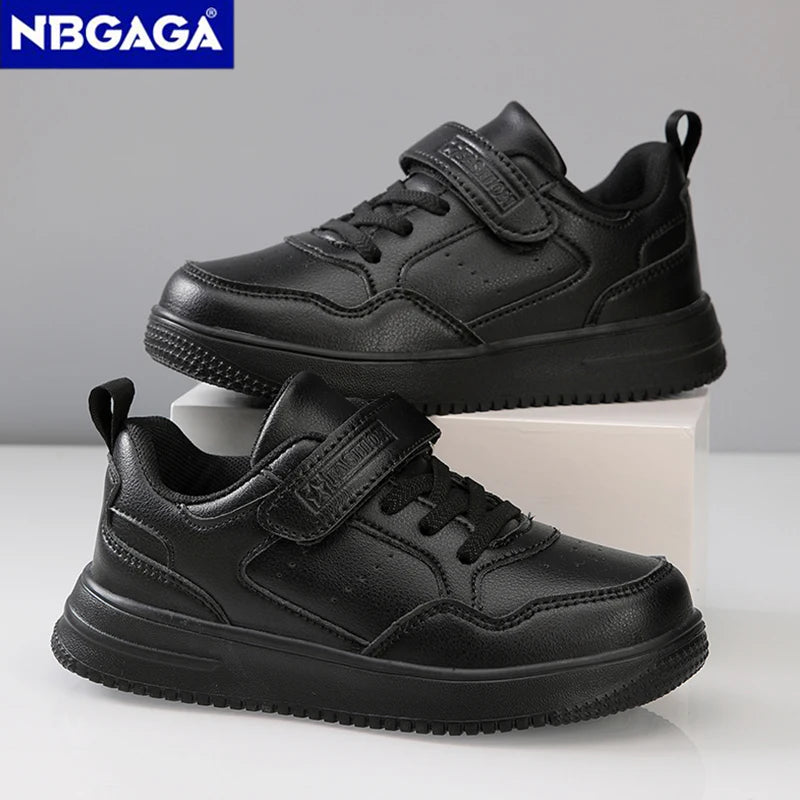 Classic Black Leather School Trainers