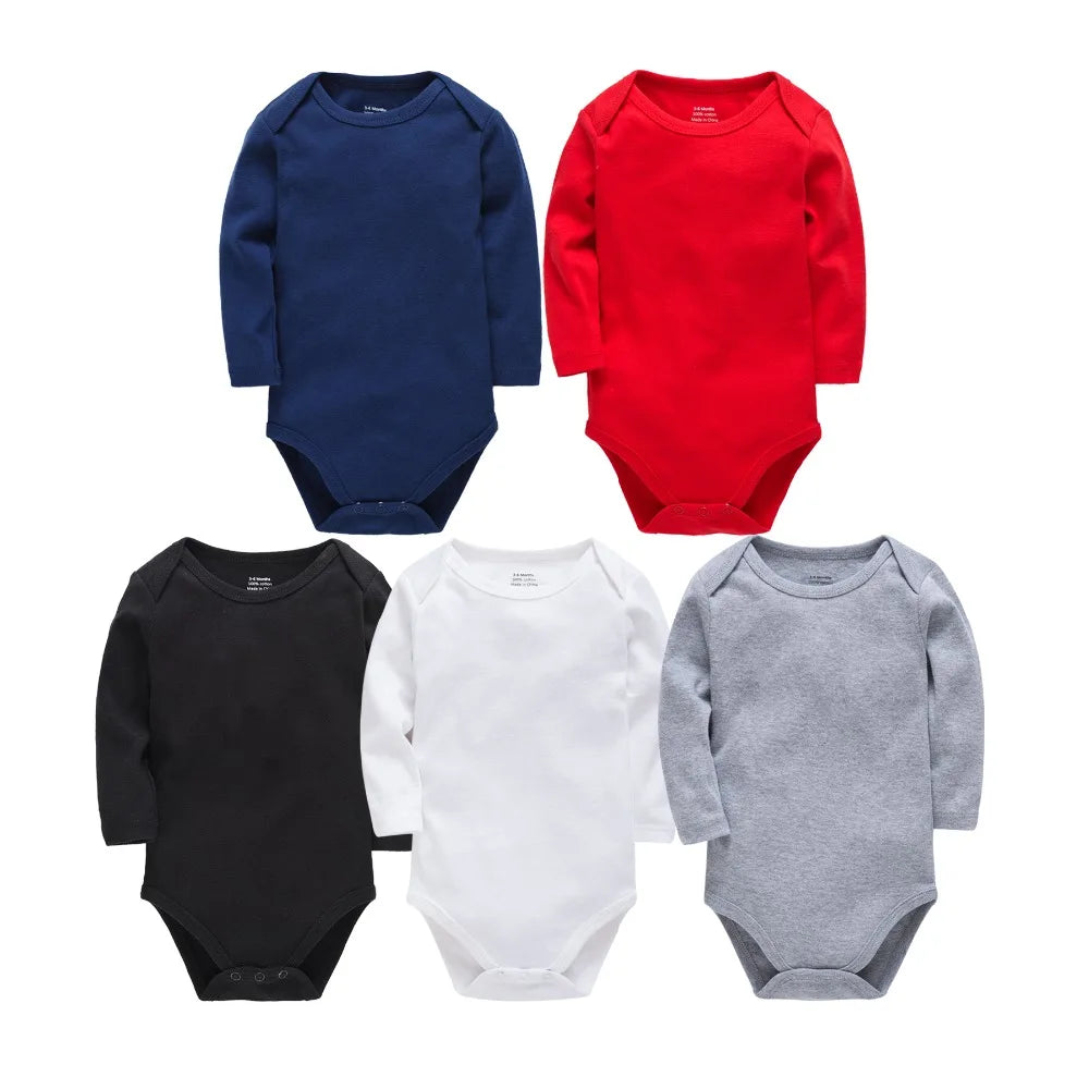 Solid White Baby Clothes Long Sleeve Cotton Baby Girls Boys
