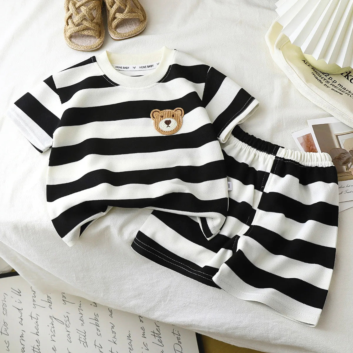 Children's Suit 2PCS Set Summer Short Sleeve +Shorts Striped