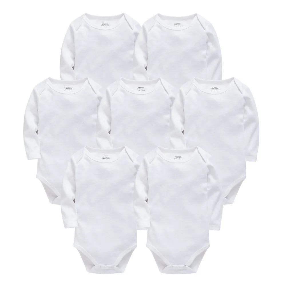 Solid White Baby Clothes Long Sleeve Cotton Baby Girls Boys