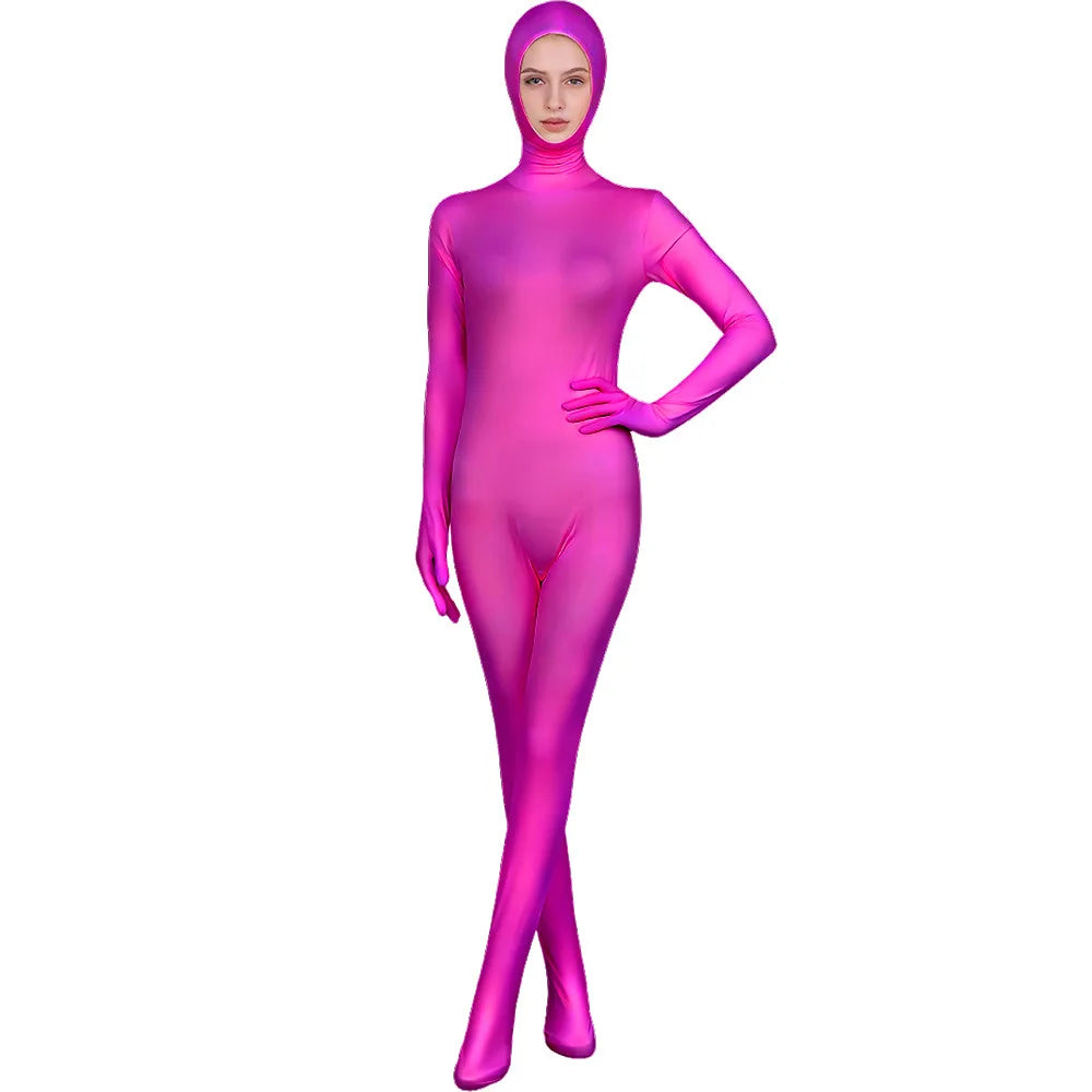 Funny Solid Color Face Revealing Tight Jumpsuit Cosplay Cost