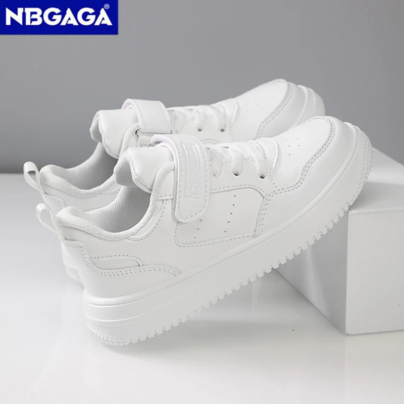 Classic Black Leather School Trainers