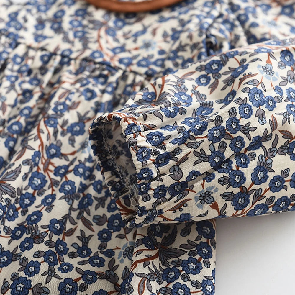 Flower Print Long Sleeve Princess Dress
