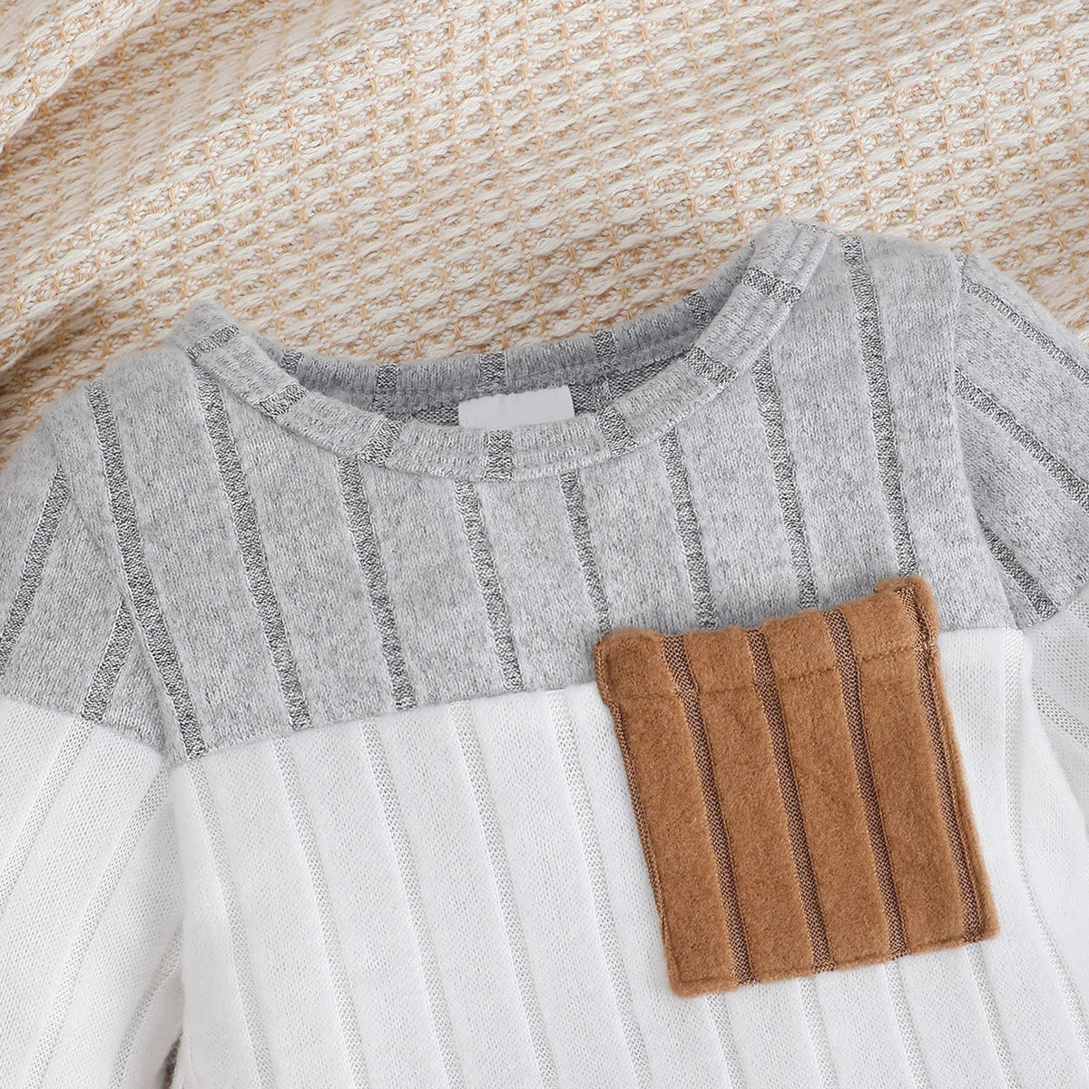3Pcs/Set of Newborn Baby Boy Color Blocked Long Sleeved Body