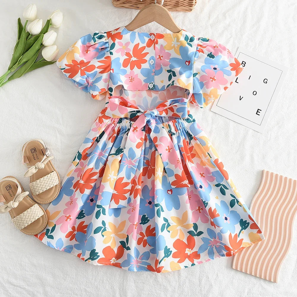 Rose Pink Plaid Bow Party Dress