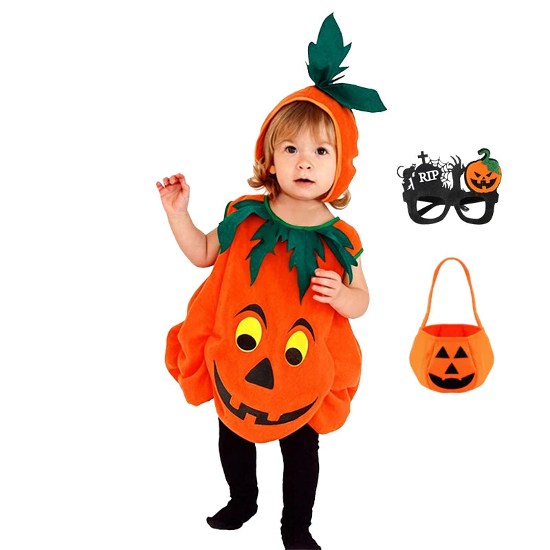 2026 Baby Girls Boys Children Jumpsuit Halloween Pumpkin Cos