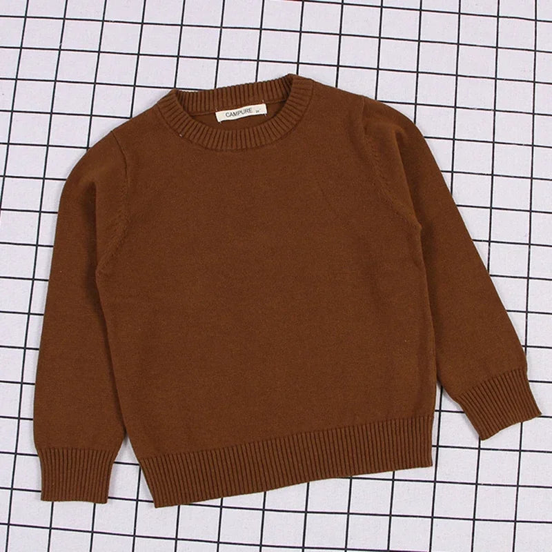 2025 New Autumn Baby Boys Girls Pure Color Sweaters 1-8Yrs K