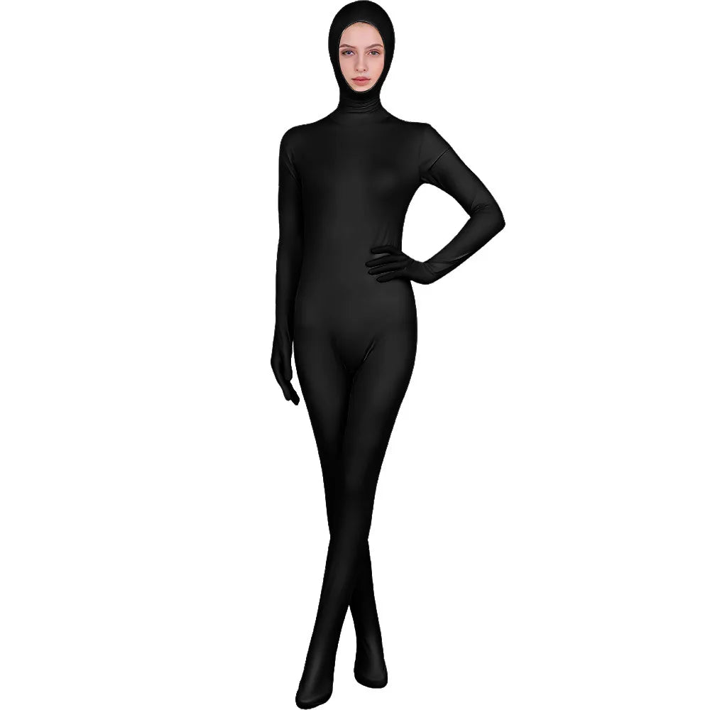 Funny Solid Color Face Revealing Tight Jumpsuit Cosplay Cost