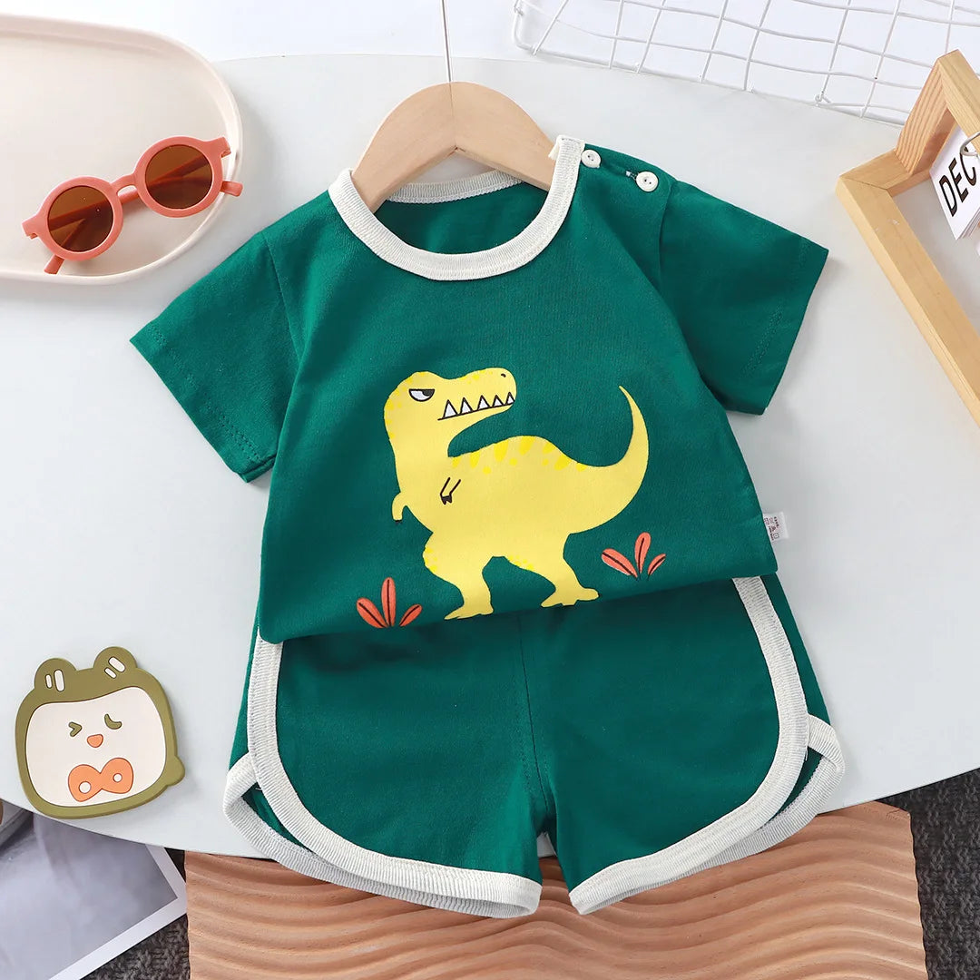Summer cotton cartoon casual childrens set Baby Clothes girl