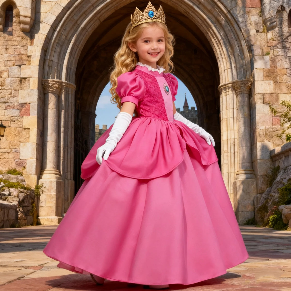Peach Princess Ball Gown Costume Dress