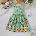 Girls' Summer Plant Print Dress with Flutter Sleeves