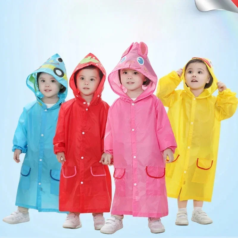 Cartoon Animal Rain Poncho for Kids Outdoor Waterproof Boys