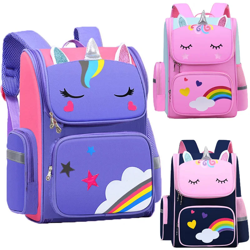 Kid Backpack for Girl Unicorn Children Bookbag Rainbow Eyes