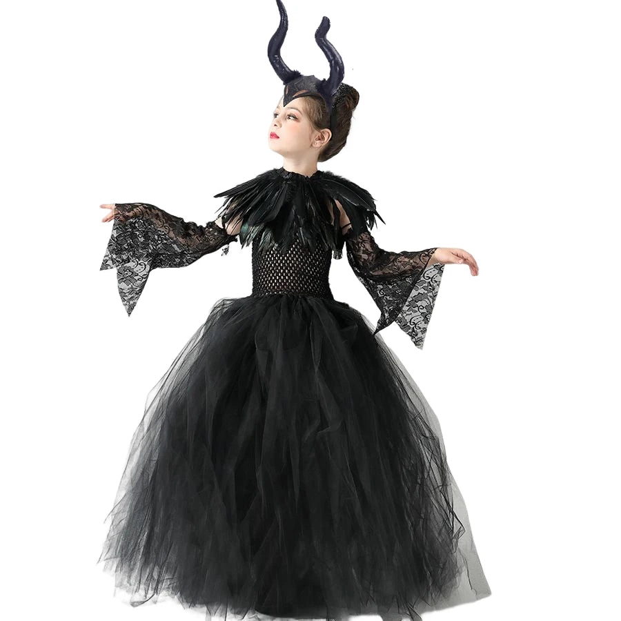 Black Mesh Evil Queen Tutu Dress Costume