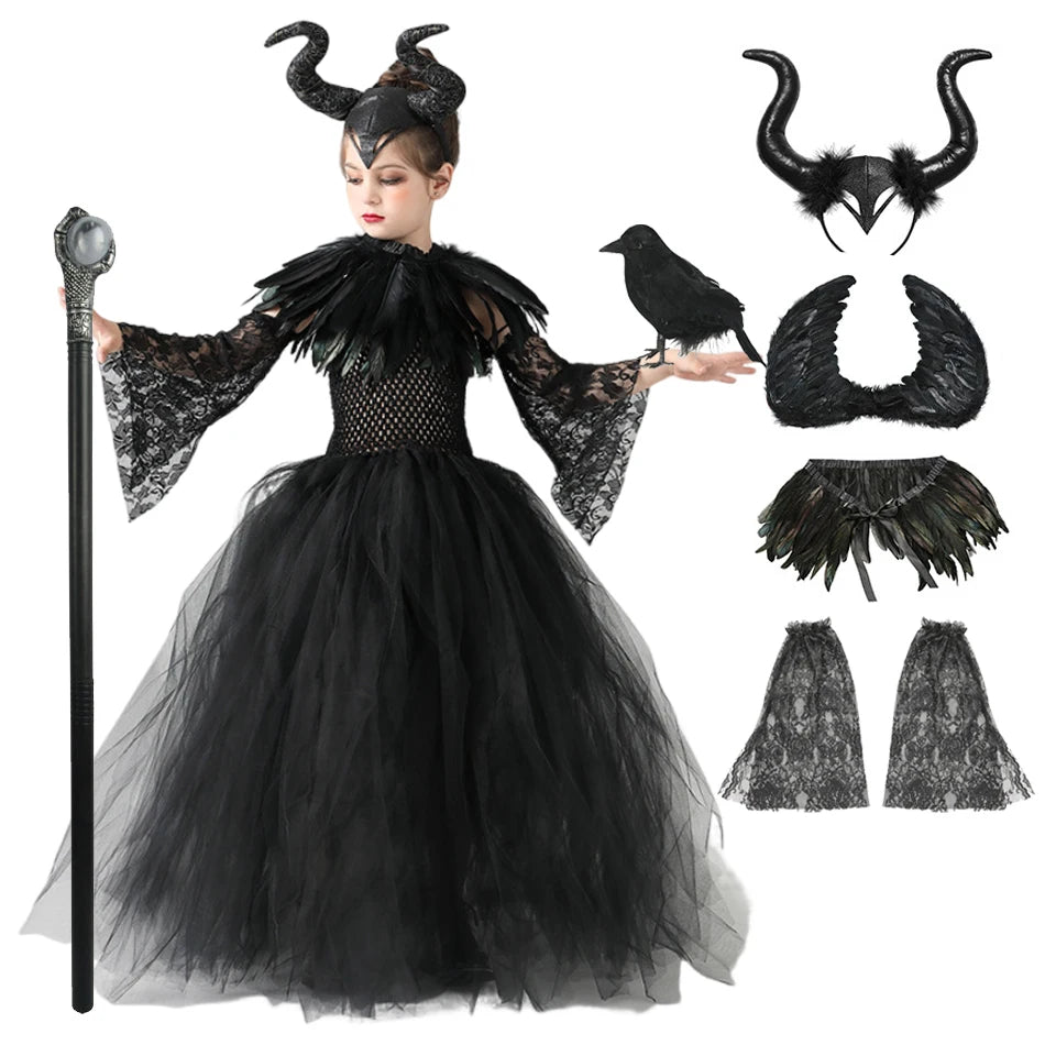 Black Mesh Evil Queen Tutu Dress Costume