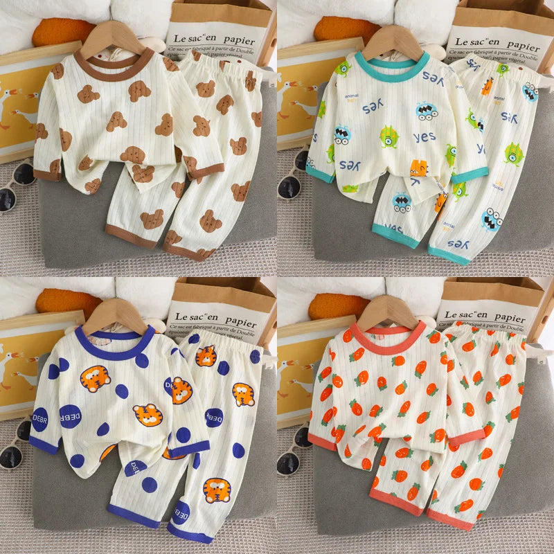 Cute Bear Print Baby Clothing Set Children Long Sleeve+ Pant