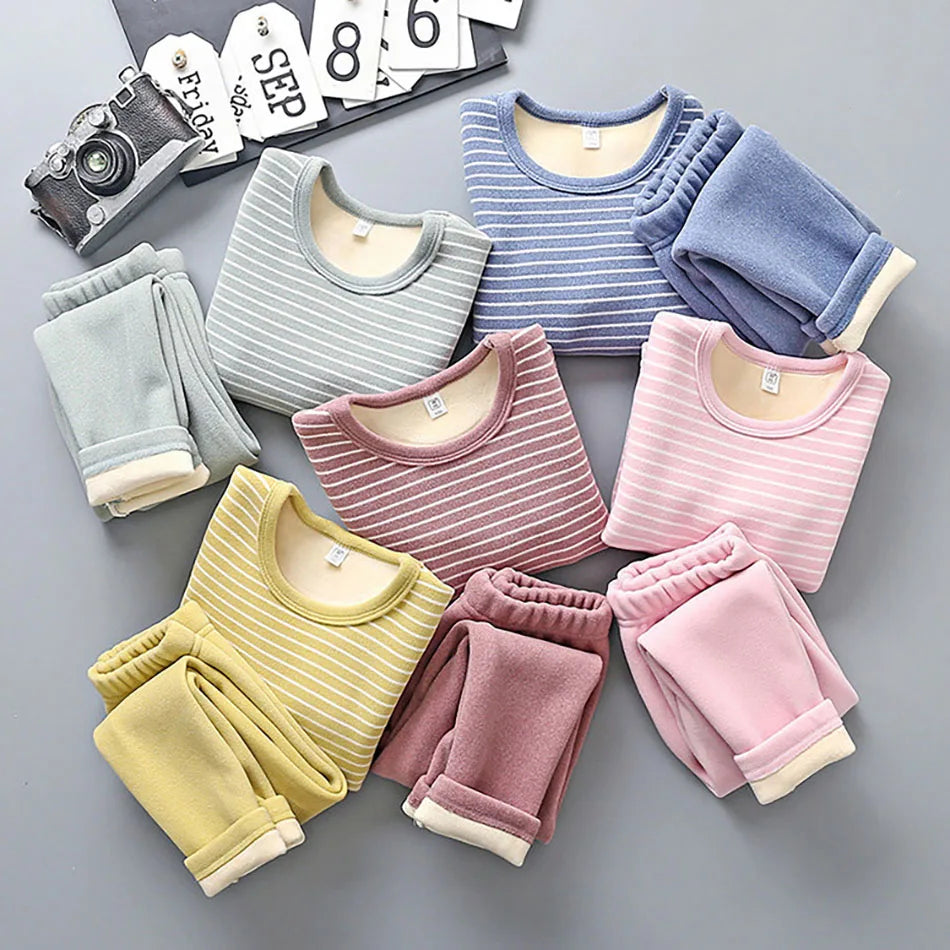 Striped Plush Pyjama Set | Cosy Winter Warmth