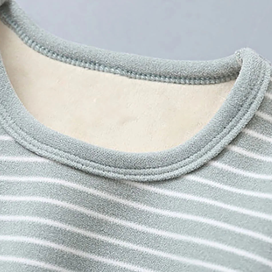Striped Plush Pyjama Set | Cosy Winter Warmth