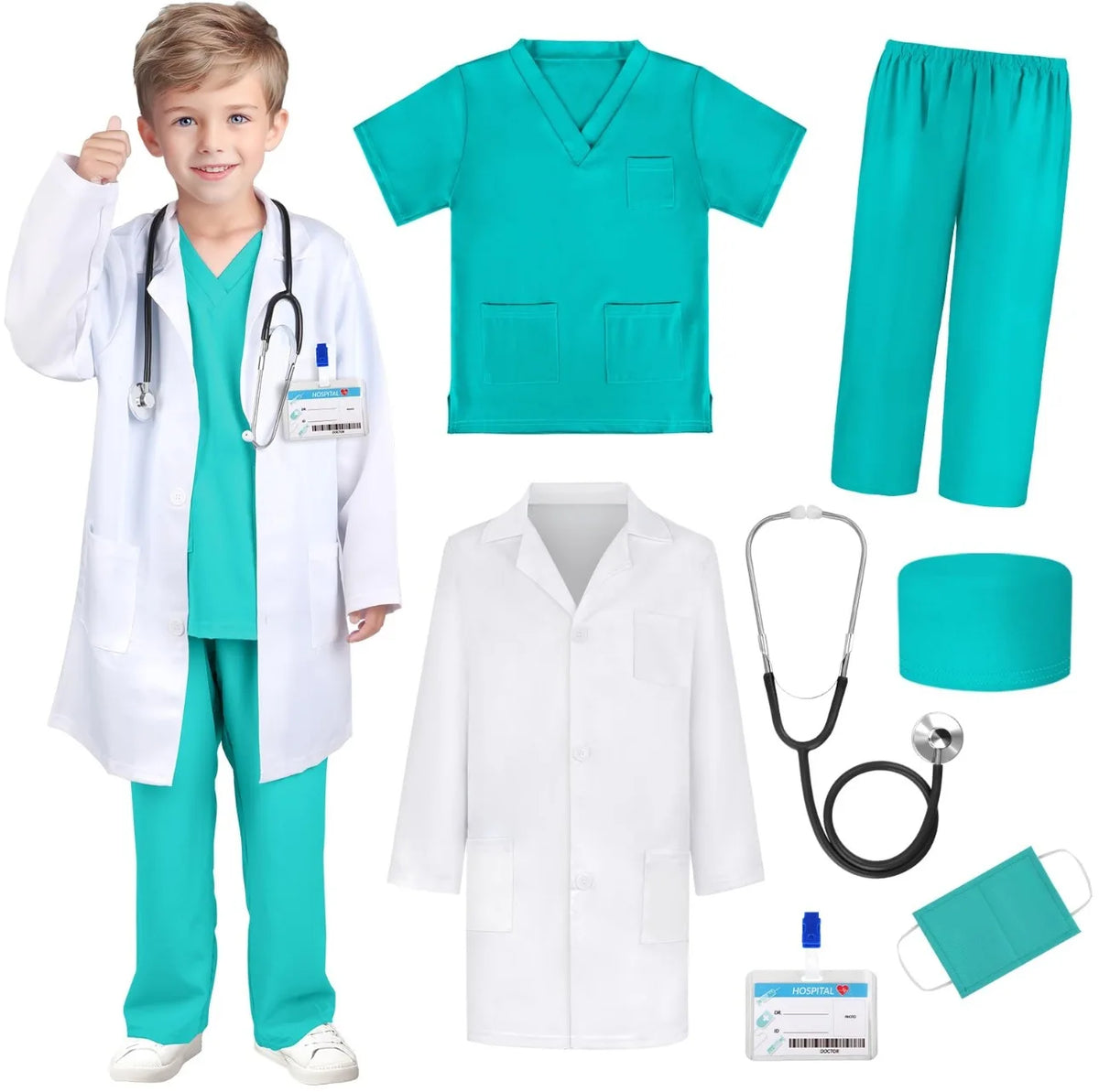 Kids Doctor & Nurse Costume with Accessories Set