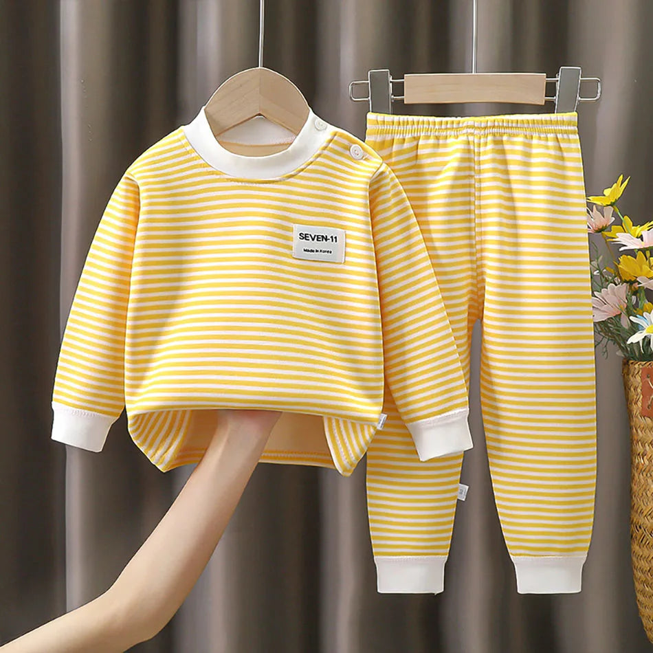 Striped Fleece Pyjama Set | Kids Autumn-Winter