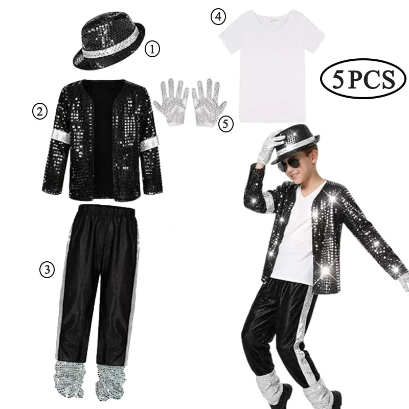 Kids Michael Jackson Costume Boys Superstar Singer Outfit Ha