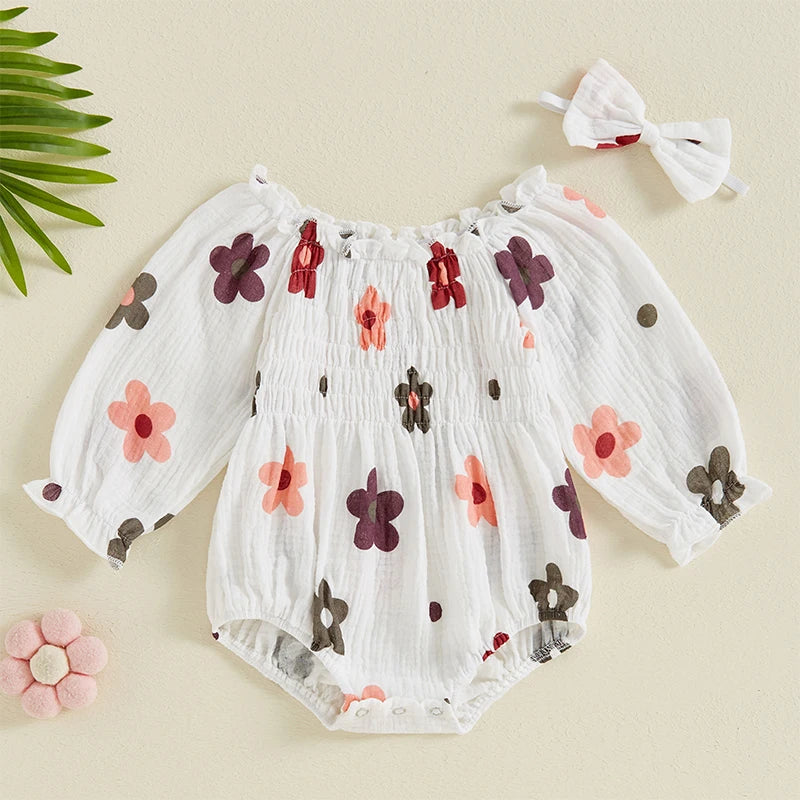 Autumn Floral Baby Romper & Headband Set