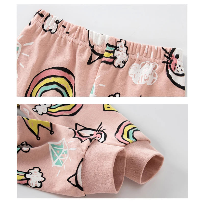 100% Cotton Pajamas Kids Girl Winter Pink Cat Teenager Girls
