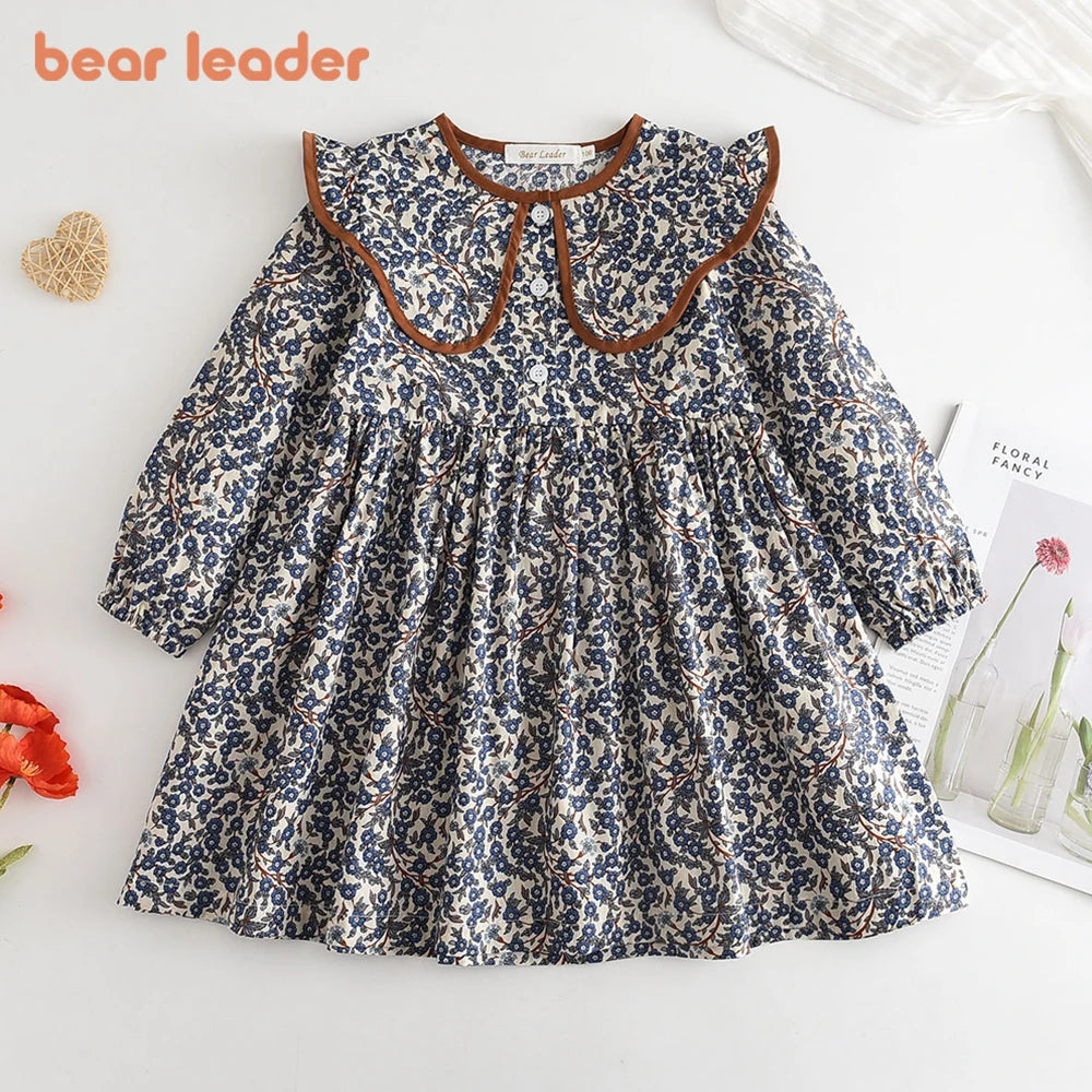 Flower Print Long Sleeve Princess Dress