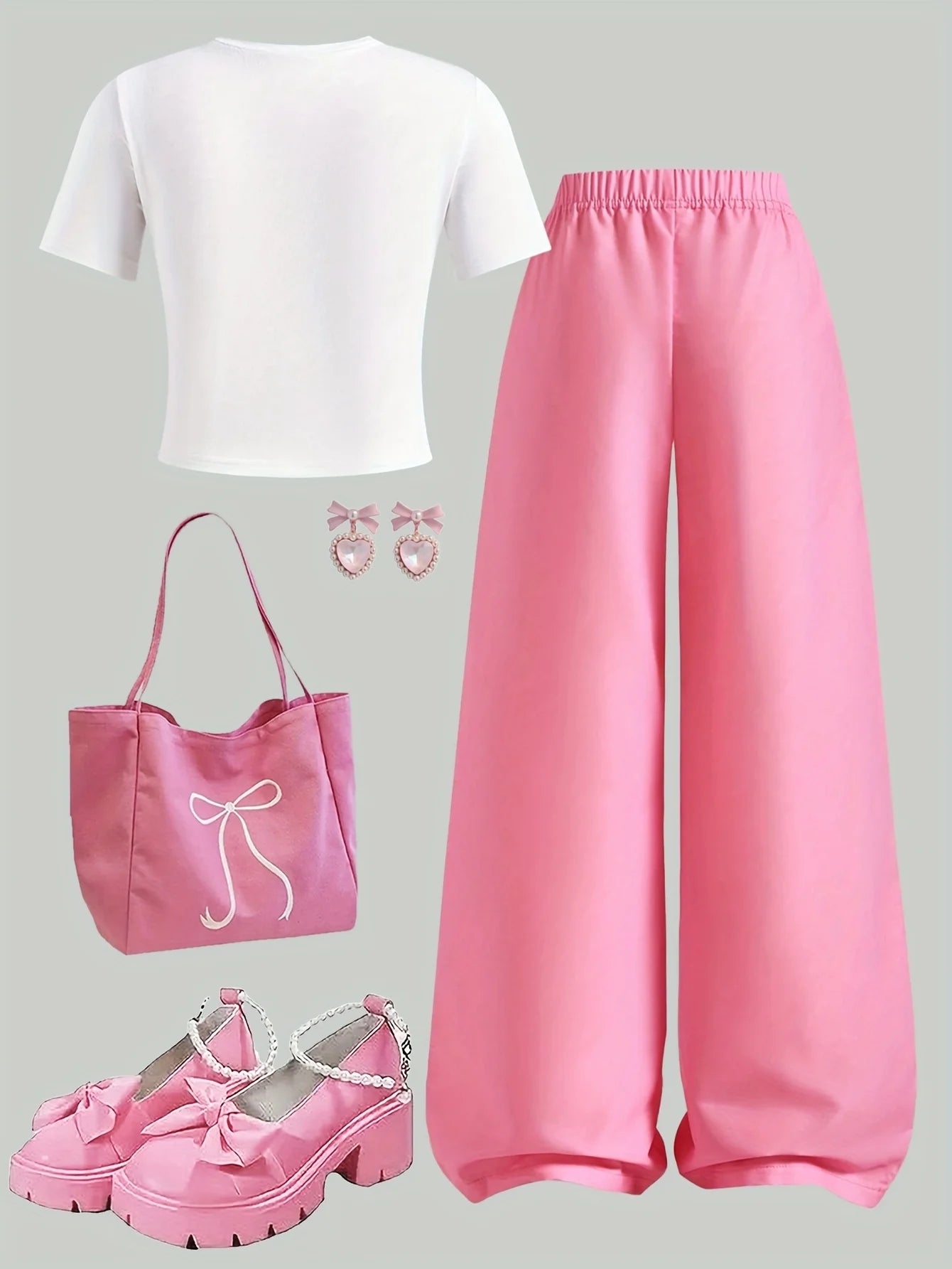 Girls' Casual Long Pants Set, Youth Girls' Letter-Print Shor