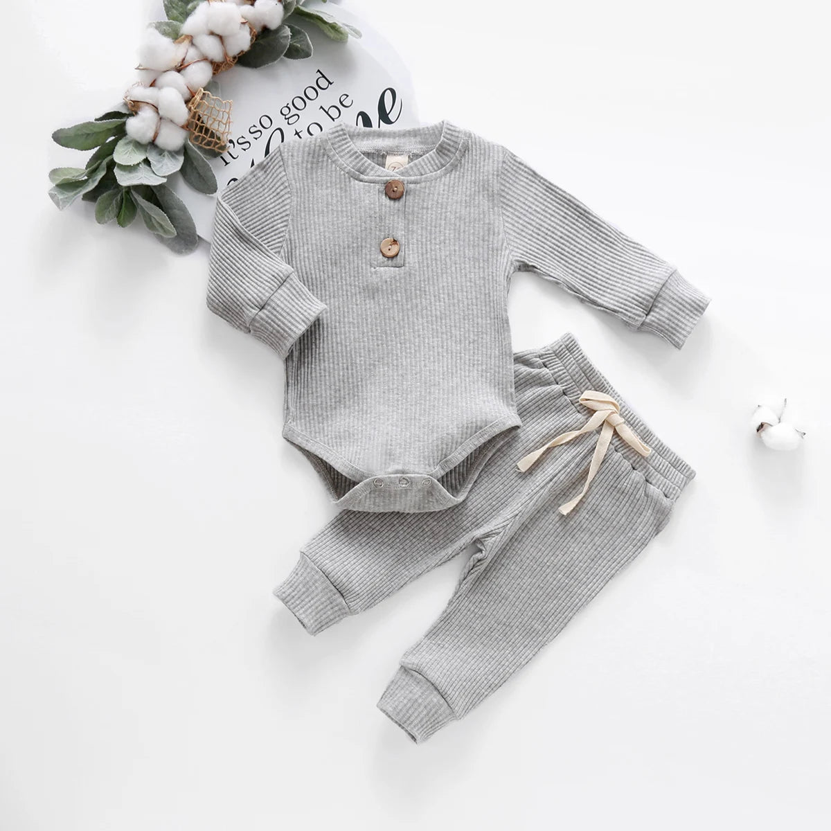 Infant Newborn Baby Girl Boy Spring Autumn Ribbed/Plaid Soli