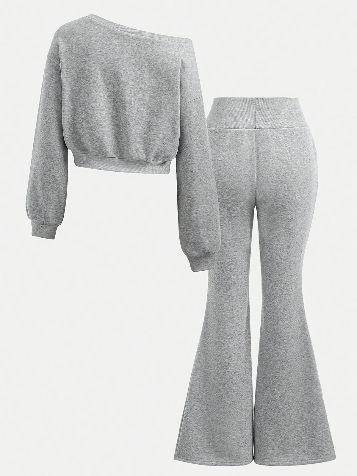 Two-piece set for girls: off-shoulder sweater paired with gr