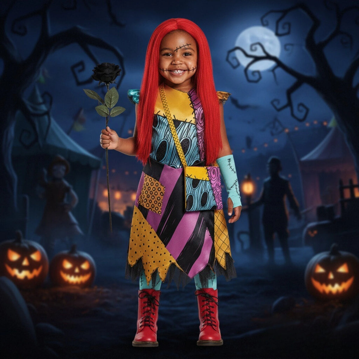 Girl Christmas Eve Scary Ruffle Dress Bow Suit Halloween Cos