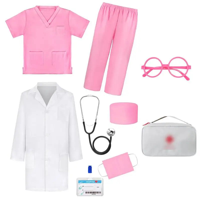 Kids Doctor & Nurse Costume with Accessories Set