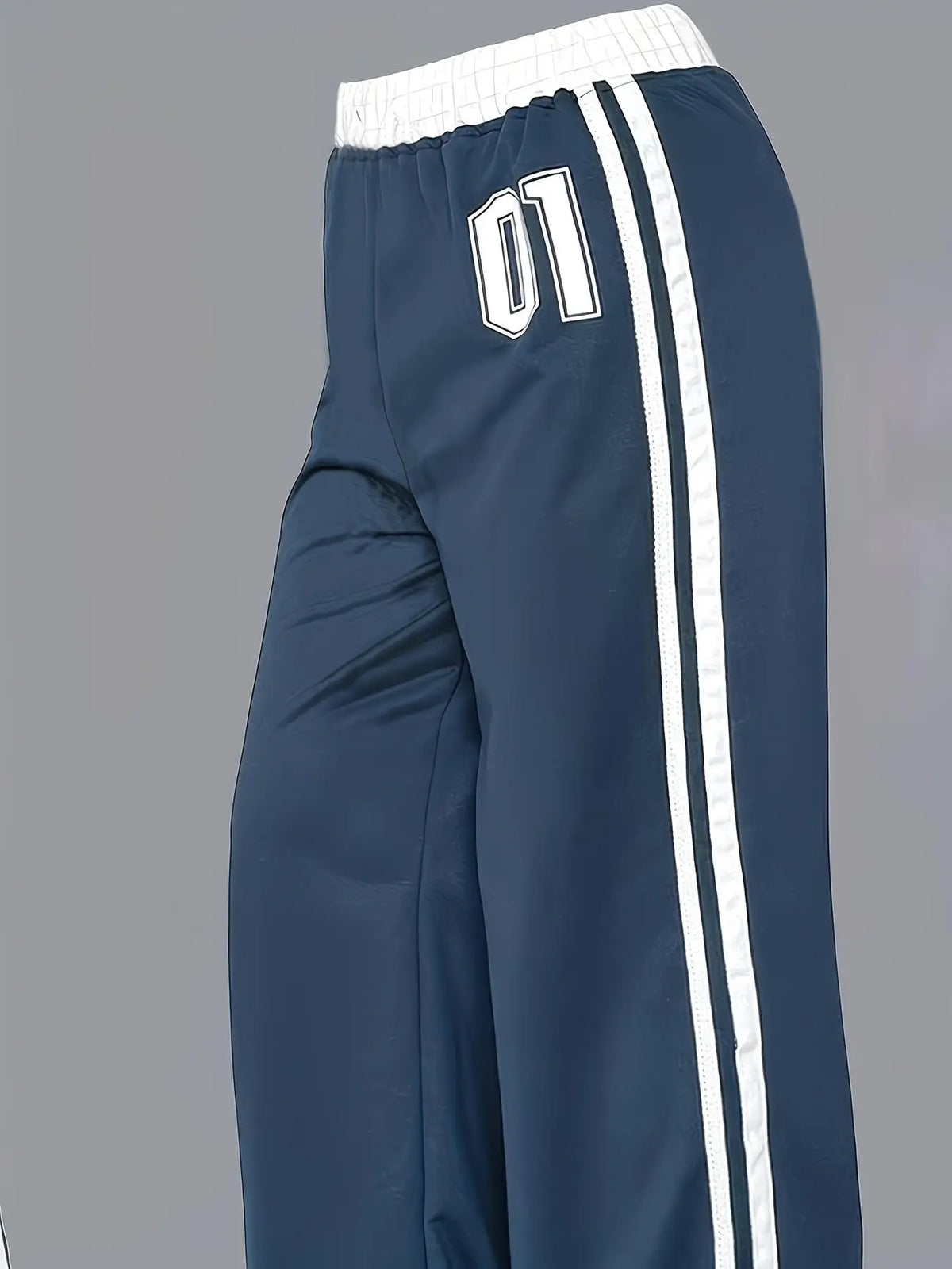 Girls' Trousers — American Retro Style: "01" Number-Striped