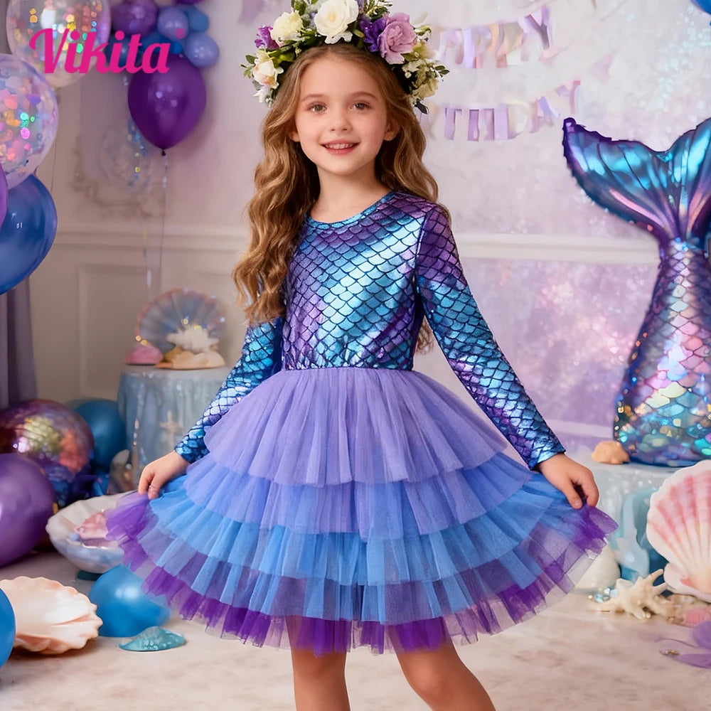 Mermaid Tulle Party Dress | Girls 3-12Y