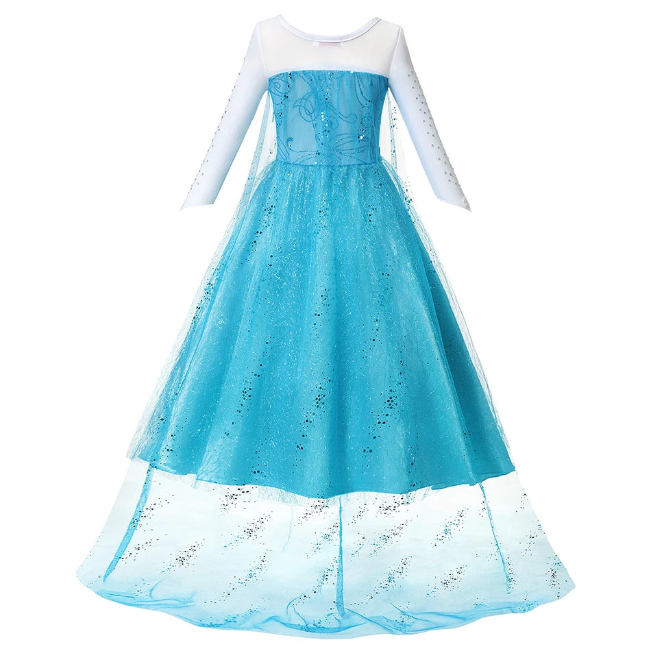 Summer Fancy Queen Elsa Anna Costume Girls Princess Dress To