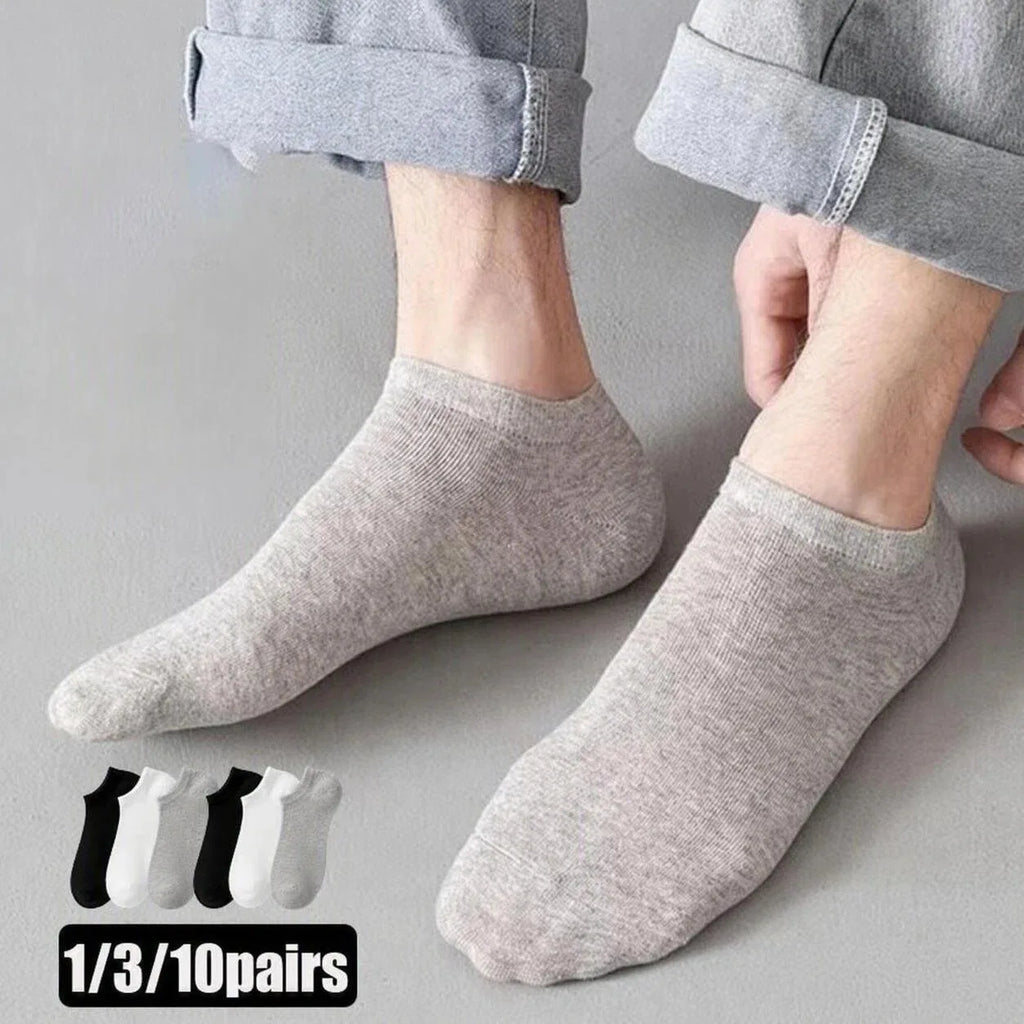1/3/10Pairs Men's Ankle Socks Soft Breathable Stretchy Solid
