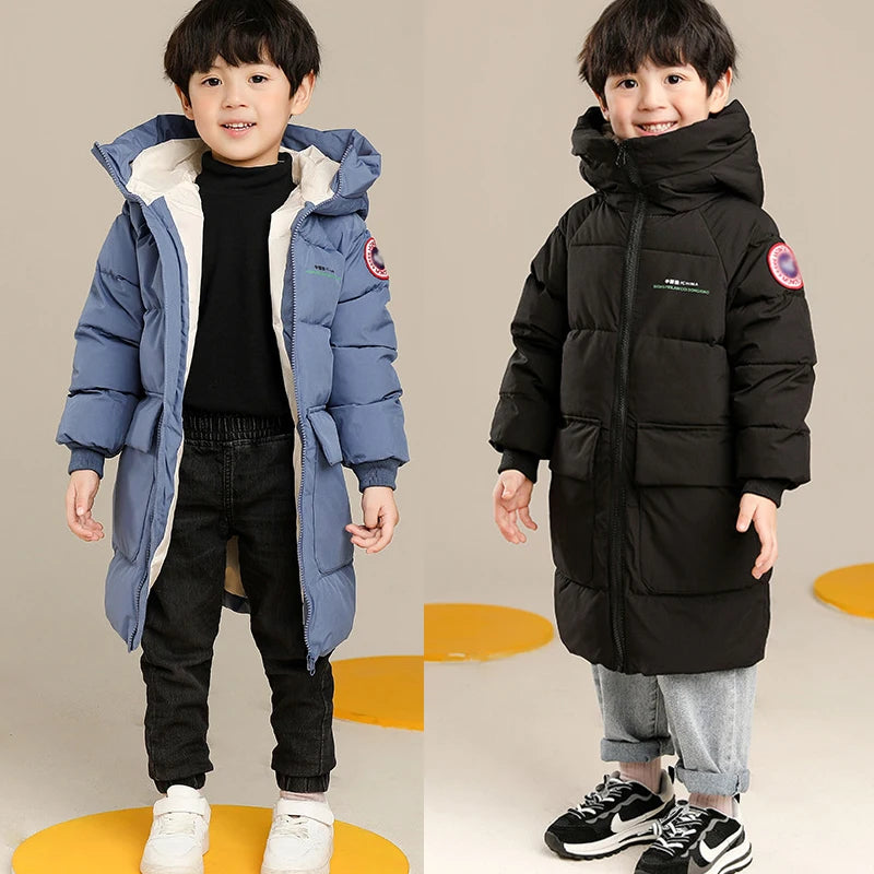 Boys Hooded Winter Coat | Warm Long-Length Jacket