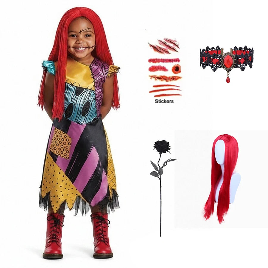 Girl Christmas Eve Scary Ruffle Dress Bow Suit Halloween Cos