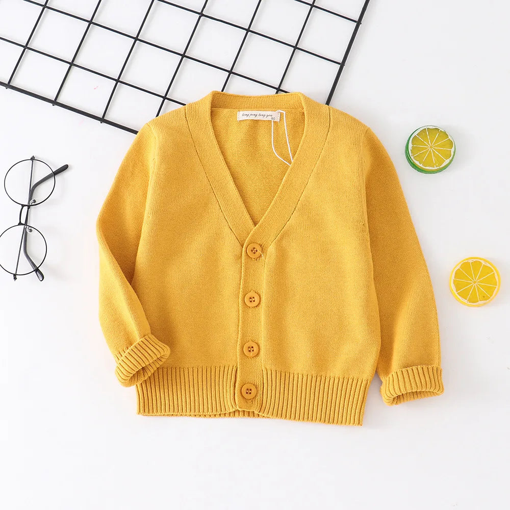 Baby Kids Cardigan Spring New Casual Long Sleeve V-neck Knit