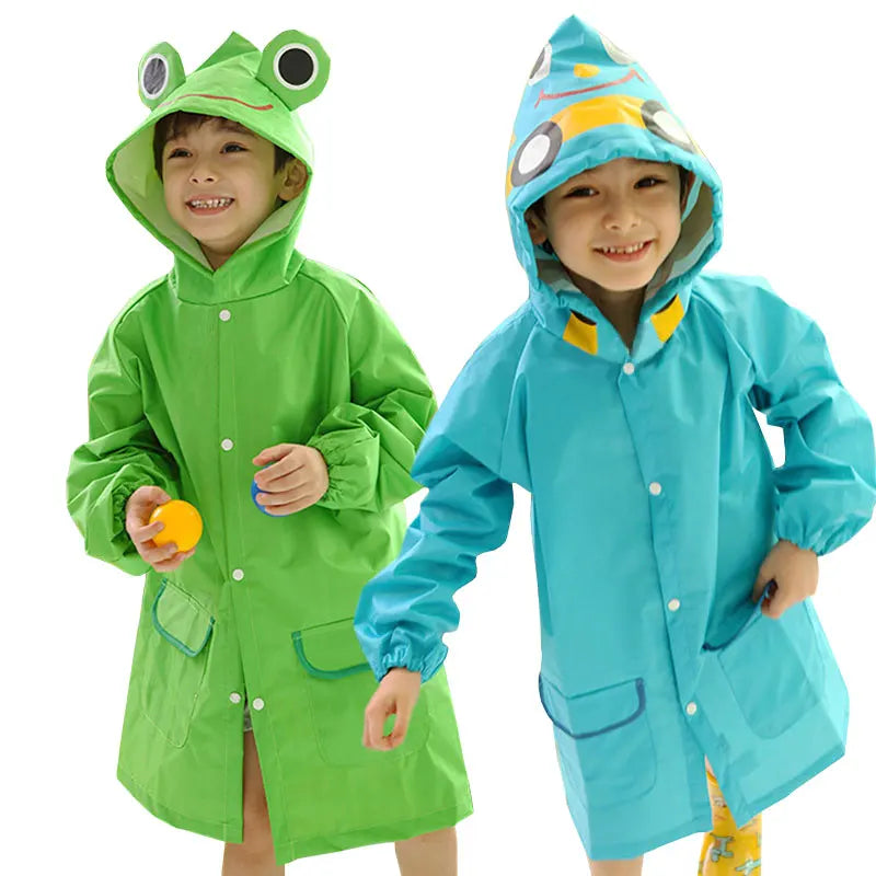 Cartoon Animal Rain Poncho for Kids Outdoor Waterproof Boys