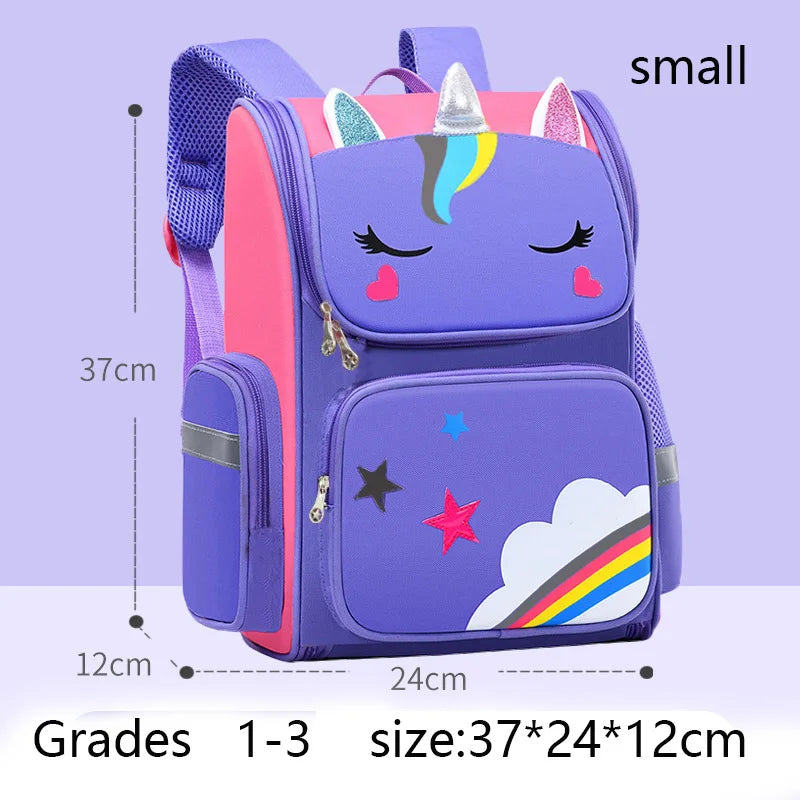 Kid Backpack for Girl Unicorn Children Bookbag Rainbow Eyes