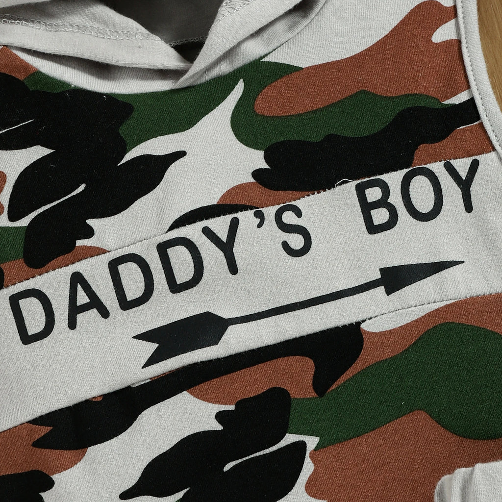 Boys Camouflage Two-Piece Set "DADDY'S BOY" Cool Summer Outf