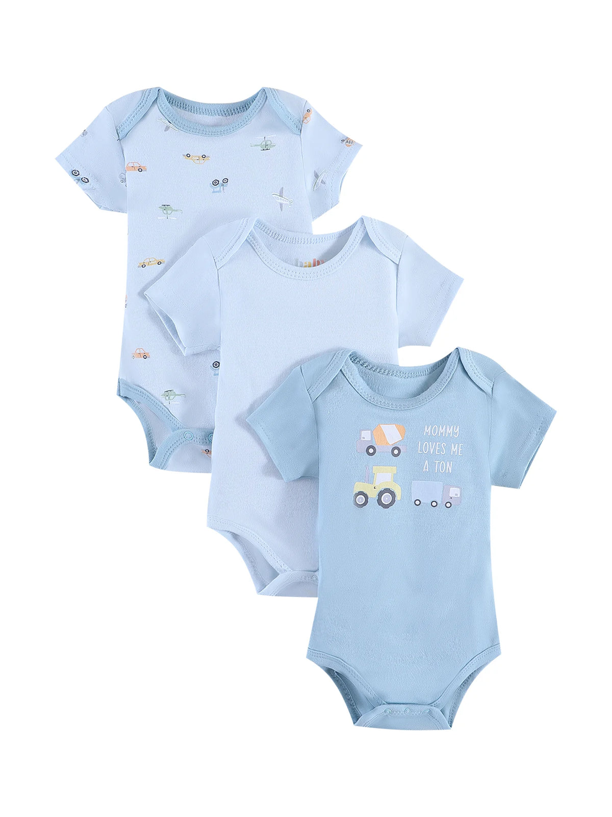 Dino Stripe Three-Piece Baby Romper Set